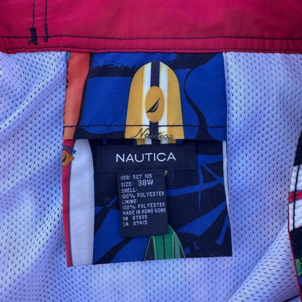 Vintage Nautica Swimsuit Shorts Men's 38 Blue Good Surfboard Print Board Trunks
